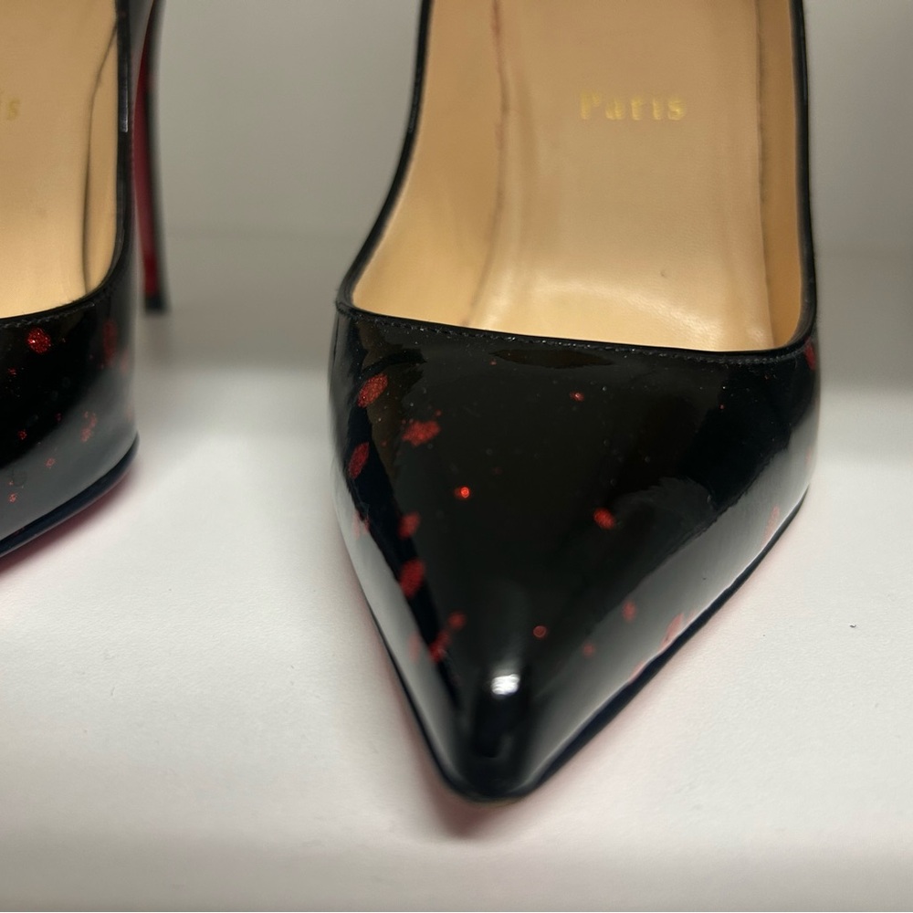 Christian Louboutin Pigalle Follies Black Patent sz 37 red black w box 100mm - Picture 6 of 15